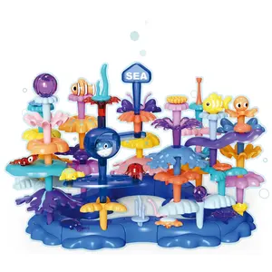 Maritime world toy building blocks 76pcs marine corals DIY assemble building set educational creative blocks toy for children