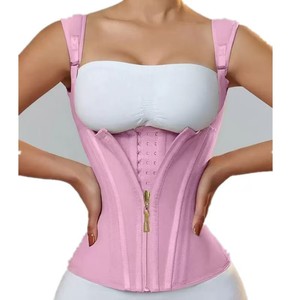 Women's Waist Trainer Corset Pink Hook And Eye Seamless Shapewear For <b>Tummy</b> <b>Control</b> And Slimming Support - Product Image 1