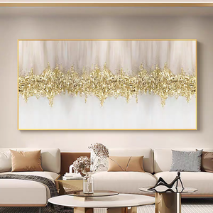 ภาพพิมพ์คริสตัลแนวตั้งลายดอกไม้สีทองแบบนามธรรม สำหรับตกแต่งผนังบ้าน ภาพพิมพ์แนวแนวนอน - Product Image 2