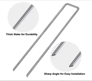 Недорогие U-образные гвозди для газона, искусственная трава, оцинкованные U-образные гвозди, 6 дюймов, 11 Ga(3 мм), оцинкованные U-образные гвозди