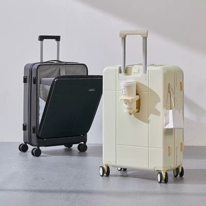 <span class=keywords><strong>Valise</strong></span> à ouverture frontale OEM/ODM avec porte-gobelet et connexion USB Ensembles de bagages 14/20/26 pouces 3 pièces - Product Image 1