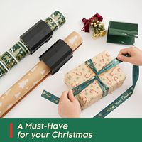 Distributeur de papier d'emballage en plastique Titan avec lame tranchante, support de rouleau de papier et outil d'emballage cadeau