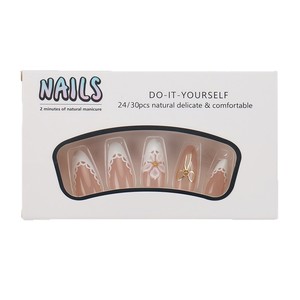 Uñas Postizas Francesas <span class=keywords><strong>de</strong></span> Lujo, Diseño Floral 3D en Relieve, Forma Almendrada, Longitud Media, 24 Piezas, Kit Completo con Pegamento y Herramientas - Product Image 4