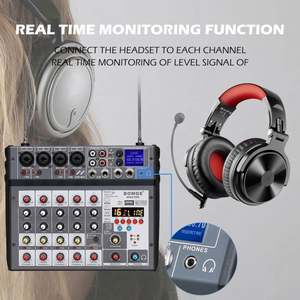 Console <span class=keywords><strong>de</strong></span> <span class=keywords><strong>mixage</strong></span> audio professionnelle 6 canaux avec deux microphones sans fil UHF, console <span class=keywords><strong>de</strong></span> <span class=keywords><strong>mixage</strong></span> USB, 16 DSP pour DJ, karaoké, enregistrement à domicile sur <span class=keywords><strong>PC</strong></span> - Product Image 5