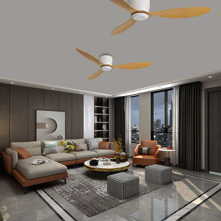 ESC LIGHTING Remote Control Led Ceiling Fan Light Inverter Dc Motor 5 Speed Low Profile Ceiling Fan with Light