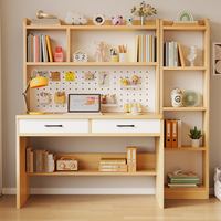 Bureau et étagère intégrés en bois massif pour la maison ou le bureau Bureau d'ordinateur de bureau pour la chambre à coucher