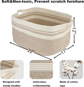 Couvertures de cadeau spéciales de couleur neutre de conception polyvalente flexible panier à <span class=keywords><strong>linge</strong></span> paniers à <span class=keywords><strong>linge</strong></span> <span class=keywords><strong>en</strong></span> <span class=keywords><strong>corde</strong></span> de coton tissé organique - Product Image 6