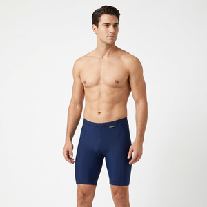 Pantalones Cortos de Ciclismo Ajustados para Hombre, Azules, Sin Costuras, de Spandex y Nailon, con Logotipo en la Cintura - Product Image 1