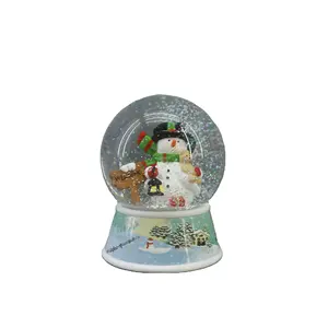 Personalizado nuevo diseño de Navidad Mini hombre de nieve figura globo de nieve hecho a mano bola de nieve para interiores