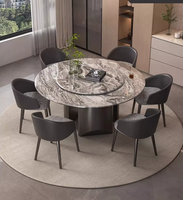 Table à manger moderne avec plateau en marbre et pieds en acier inoxydable pour hôtel/villa, forme rectangulaire, stable et durable, mobilier pour la maison