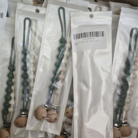 Sucette pour bébé en silicone de style nordique, nouveau collier avec clip en bois de bouleau, sangles anti-chute, chaîne de dentition en silicone