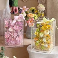 Boîte à fleurs personnalisée en acrylique transparent, rectangulaire, portable, multicouche, multifonctionnelle, boîte cadeau de mariage, boîte de rangement pour fleurs éternelles