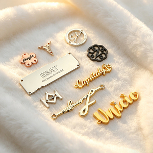 Private Label Custom Engraved Metal <b>Name</b> <b>Tag</b> Wholesale Brand Logo Metal Label for Clothing Scarves Shoes Garment - Product Image 1