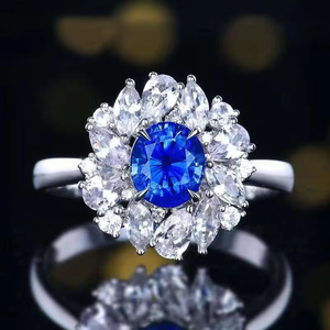 SGARIT Bijoux fins, pierres précieuses bleues naturelles du Sri Lanka de 1,07 ct, bijoux pour femmes, bague en or massif 18 carats, saphir royal naturel pour hommes - Product Image 1