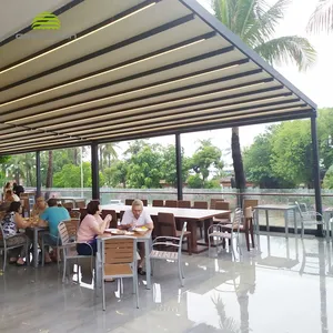 Pergola retrátil dobrável de pvc, teto retrátil de pergola com dossel retrátil para restaurante