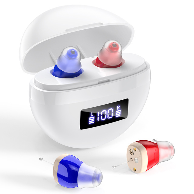 Invisible CIC Digital Hearing Aid for Seniors-Rechargeable Wireless 16 Channels Noise Cancelling 113dB Max Sound Output OTC