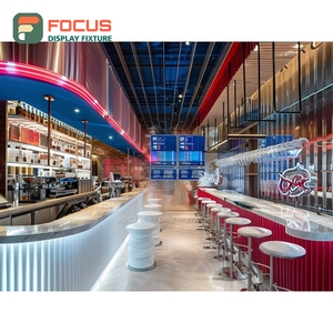 Freestanding Cafe Service Counter Oak Veneer Finish Coffee Bean Display Area Barista Service Counter - Product Image 5