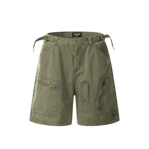 Cargo travail épais coton lavé vintage shorts hommes 95% coton 5% spandex 220 grammes été haute qualité logo personnalisé shorts