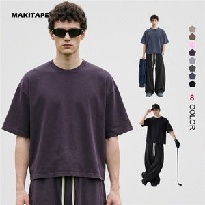 เสื้อยืดผู้ชายทรงโอเวอร์ไซส์ ผ้าคอตตอน 100% หนัก 285 กรัม ทรงบ็อกซี่ฟิต ลุคทำเก่า ยี่ห้อ Manufacturers Blank - Product Image 1