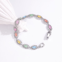 Fournisseur de bijoux plaqués or CM, bracelet en zircon couleur or blanc, design tendance, pierre en forme de cœur colorée, goutte d'eau, bracelet pour femme
