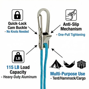 Accessorio <span class=keywords><strong>per</strong></span> tenda da esterno Bestseller: Fibbia con blocco a rotazione <span class=keywords><strong>per</strong></span> corda telescopica, gancio di fissaggio <span class=keywords><strong>per</strong></span> camper/campeggio, confezione da 2,6 pezzi, altro - Product Image 4