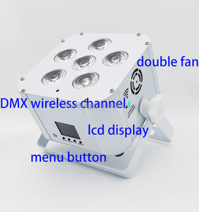 8 projecteurs LED plats sans fil DMX à piles, 6x18W RGBWA UV 6-en-1, blancs, avec télécommande Wi-Fi intelligente pour DJ et mariages - Product Image 4