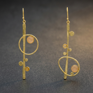 SOUMYA CREATIONS Boucles d'oreilles tendance pour femme en laiton plaqué or avec pierre précieuse onyx vert et motif géométrique - Product Image 3