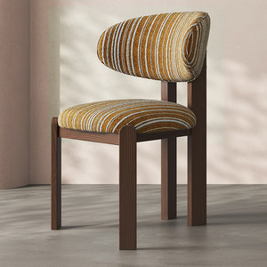 Sedia da Pranzo Moderna in Legno Massello Imbottita con Schienale Curvo, Sedia in Tessuto Nordica per Casa, Caffè, Ristorante, Hotel, Arredamento OEM ODM - Product Image 3