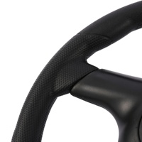 Volant de course universel Pu 320 mm avec surpiqûres rouges, à rayons plats, pour voiture de sport, rallye, simulation