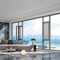 Ventanas Estándar de Aluminio con Doble Acristalamiento y Puertas y Ventanas Abatibles de Aleación de Aluminio Negro con Accesorios