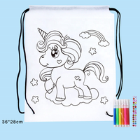 Maternelle Peinture À La Main DIY Dessin Enfants Graffiti Aquarelle Cordon Sac Enfants Cordon Sac À Dos
