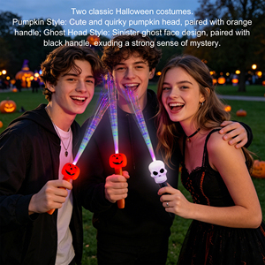 Varita de Fibra Óptica LED Brillante para Fiesta de Halloween, Desfile Nocturno, Truco o Trato, Certificada por ASTM y CPSIA, con Diseño de <span class=keywords><strong>Calabaza</strong></span> y Calavera - Product Image 5