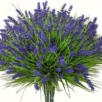 Bunga Artificial Lavender Ungu Runcing Rumput Hijau Tanaman 35.5cm Kawat Dapat Disesuaikan Vas Indoor Outdoor Dapat Digunakan Kembali MOQ Rendah