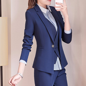 Women's Professional Vest Suit Long Sleeve Polyester Workwear For Office Hotel Beauty Salon Front Desk Staff - Product Image 3