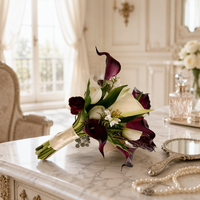 Buket Pengantin Mewah Zhiwu Bunga Tulip & Calla Lily Buatan dari Plastik Lembut Buatan Tangan Realistis untuk Dekorasi Pernikahan & Fotografi