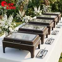 TIANXING Chauffe-Plats Rectangulaires de Luxe 9L de Haute Qualité à Motif Bois pour Hôtels Arabes et Traiteur