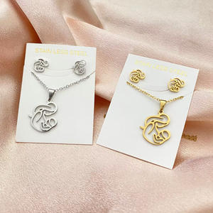 <span class=keywords><strong>Collana</strong></span> e orecchini in acciaio inox alla moda mamma bambino materno festa della mamma <span class=keywords><strong>collana</strong></span> pendente per la festa della mamma regalo - Product Image 5