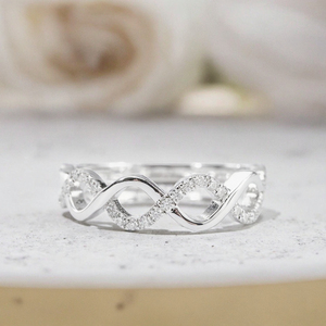 Fine Jewelry Full Moissanite Plated Flower Classic Wedding Engagement Band Ring 925 Sterling Silver Twisted <b>String</b> - Product Image 3