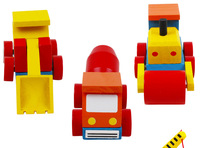 Mini camion de magasin coulissant à thème dessin animé mignon, jouets en bambou et en bois, mini voitures et tracteurs écologiques pour bébés et enfants