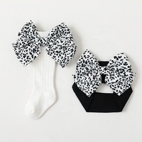 Ensemble de chaussettes longues espagnoles et bandeau pour bébé fille, 6-12 mois, avec nœud mignon, en coton, hauteur genou, vente en gros