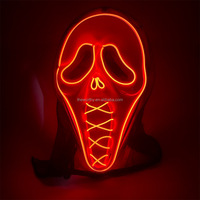 T-Worthy LED Light Up Ghost Mask 10 Couleurs Glowing EL Mask pour Halloween Scary Horror Cosplay Mask