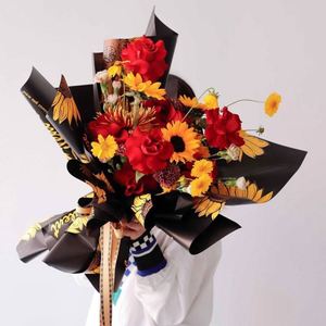Luxury 58*58cm Sun Flower <b>Pattern</b> Printed Plastic Waterproof Flower Wrapping <b>Paper</b> for Florist Wrapper - Product Image 4