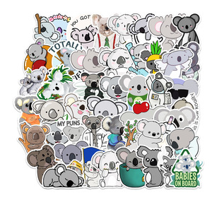 50 autocollants en PVC mignons de <span class=keywords><strong>koala</strong></span>, autocollants en vinyle autocollants pour casques, téléphones, ordinateurs portables, bouteilles, jouets - Product Image 1