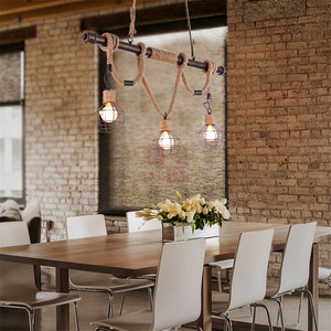 Lampadario a Sospensione LED in Alluminio per Hotel, <span class=keywords><strong>Lampada</strong></span> Retrò Nostalgica a Gabbia per Uccelli <span class=keywords><strong>con</strong></span> <span class=keywords><strong>Filo</strong></span> in Corda, Portalampada E27 - Product Image 6
