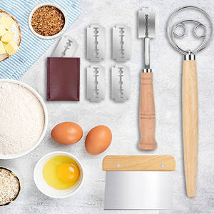 ชุดอุปกรณ์<span class=keywords><strong>ทำ</strong></span><span class=keywords><strong>ขนมปัง</strong></span> แปรงตีแป้ง ที่ตัดแป้ง ที่ขูดแป้ง 5 ใบมีด สแตนเลส พร้อมด้ามไม้ - Product Image 6