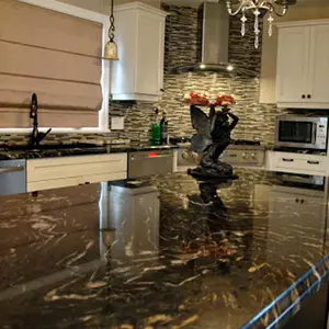 Keuken Eiland Slab 3Cm Alle Randen Gepolijst Hoek Afgeronde Huis Project Black Taurus Custom Op Maat Gesneden Graniet Steen aanrecht