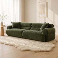 Canapé modulaire 3 places en chenille courbé, écologique et luxueux, style nuage, profil bas, assise extra profonde pour salon