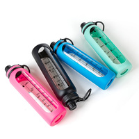 Bouteille d'eau sportive en verre transparent gradué de 1000 ml avec anneau de levage et isolation en silicone, simple et droite, pour boire directement