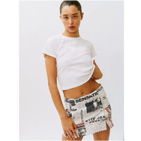 T-shirts blancs de luxe personnalisés de haute qualité, style Y2K, en coton, pour femmes, incluant des baby tees et des crop tops
