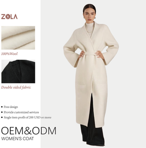 <span class=keywords><strong>Long</strong></span> <span class=keywords><strong>manteau</strong></span> en laine <span class=keywords><strong>blanc</strong></span> d'hiver fait à la main pour femmes <span class=keywords><strong>avec</strong></span> <span class=keywords><strong>ceinture</strong></span> à fermeture double face et poches pour la chaleur - Product Image 1